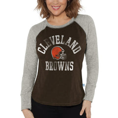 G-III 4Her by Carl Banks Women's Waffle Knit Raglan Long Sleeve T-Shirt - Cleveland Browns