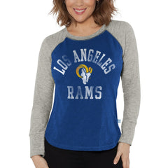 G-III 4Her by Carl Banks Women's Waffle Knit Raglan Long Sleeve T-Shirt - Los Angeles Rams