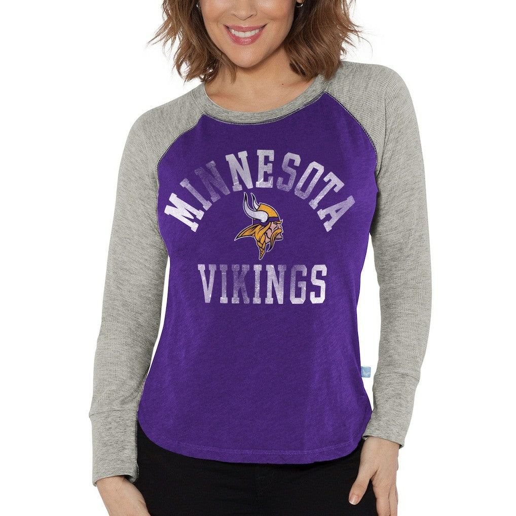 G-III 4Her by Carl Banks Women's Waffle Knit Raglan Long Sleeve T-Shirt - Minnesota Vikings
