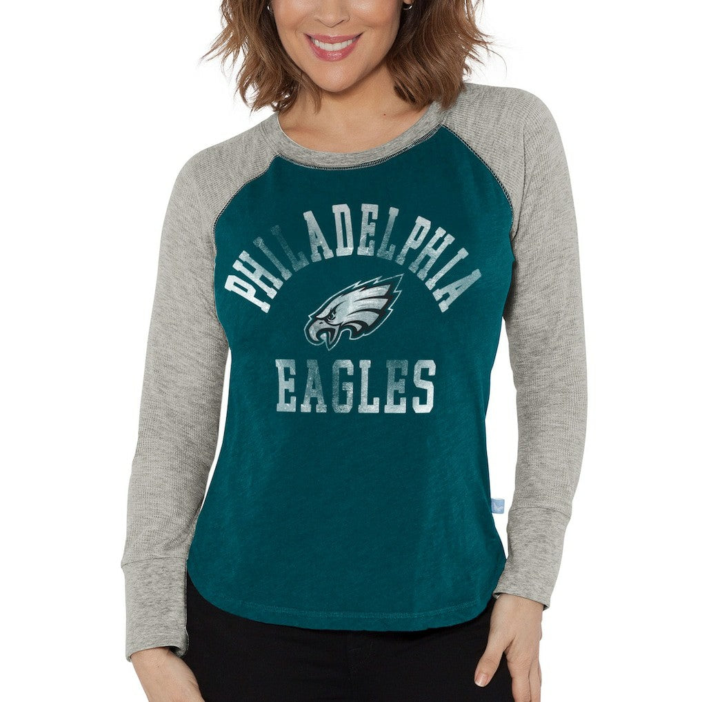 G-III 4Her by Carl Banks Women's Waffle Knit Raglan Long Sleeve T-Shirt - Philadelphia Eagles