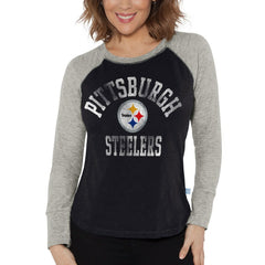 G-III 4Her by Carl Banks Women's Waffle Knit Raglan Long Sleeve T-Shirt - Pittsburgh Steelers