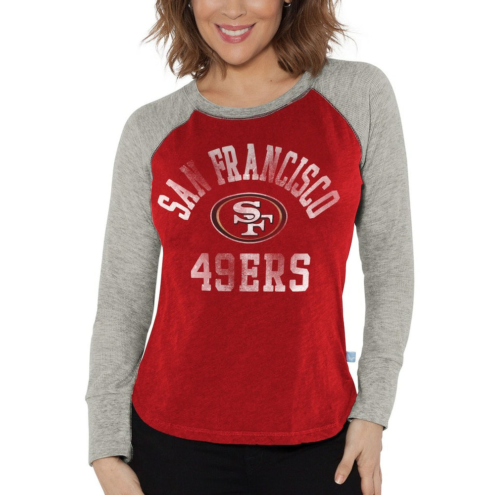 G-III 4Her by Carl Banks Women's Waffle Knit Raglan Long Sleeve T-Shirt - San Francisco 49ers