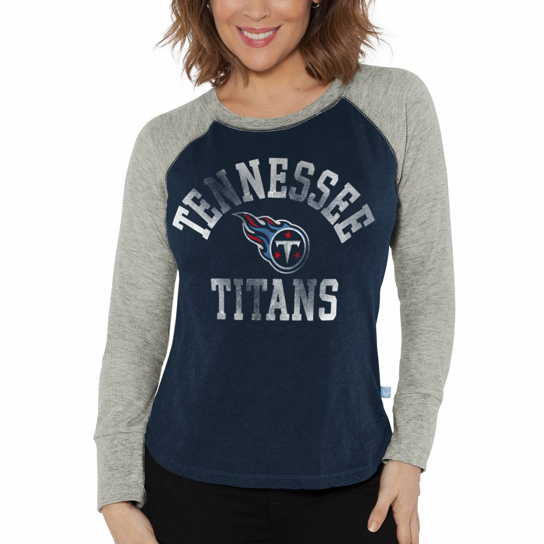 G-III 4Her by Carl Banks Women's Waffle Knit Raglan Long Sleeve T-Shirt - Tennessee Titans