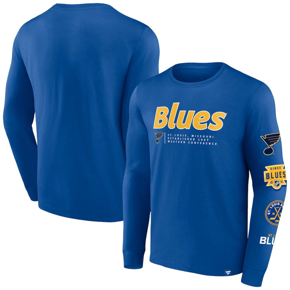NHL Blue St. Louis Blues Fanatics Strike the Goal Long Sleeve T-Shirt