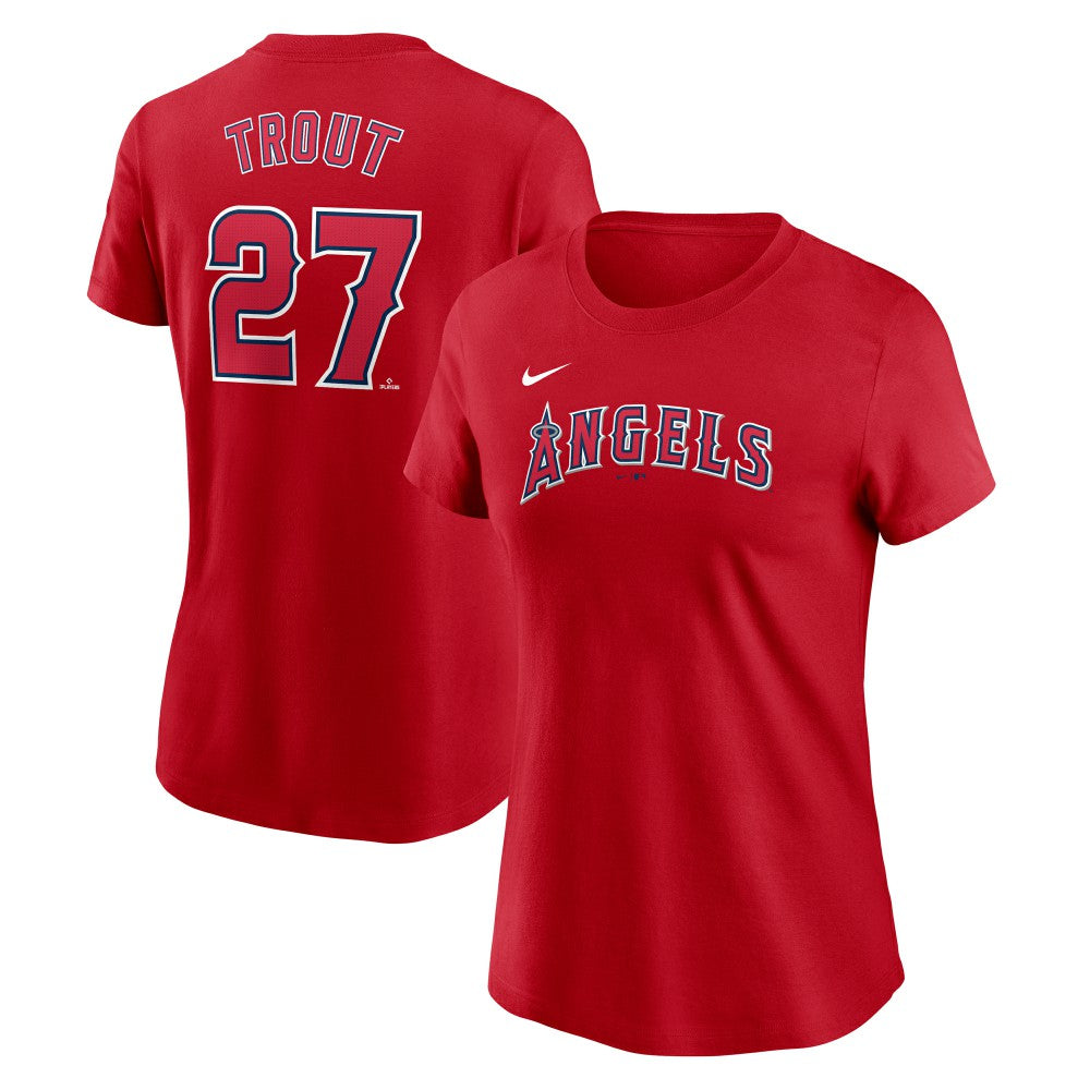 MLB Mike Trout Los Angeles Angels Nike Women's Cooperstown Collection Fuse Name & Number T-Shirt