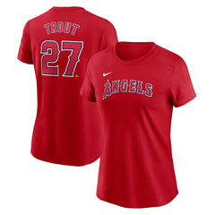 MLB Mike Trout Los Angeles Angels Nike Women's Cooperstown Collection Fuse Name & Number T-Shirt
