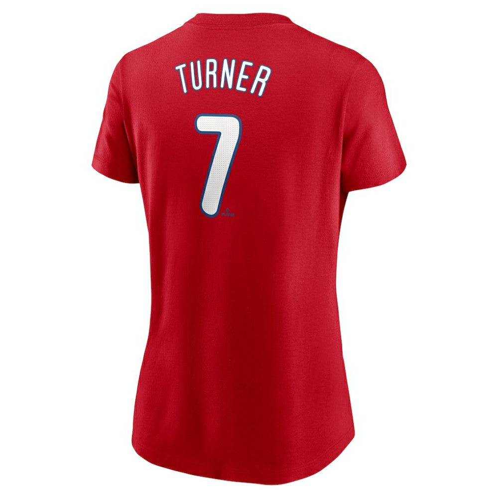 MLB Trea Turner Philadelphia Phillies Nike Women's Cooperstown Collection Fuse Name & Number T-Shirt