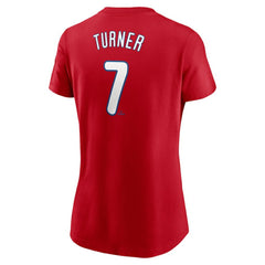 MLB Trea Turner Philadelphia Phillies Nike Women's Cooperstown Collection Fuse Name & Number T-Shirt
