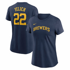 MLB Christian Yelich Milwaukee Brewers Nike Women's Cooperstown Collection Fuse Name & Number T-Shirt