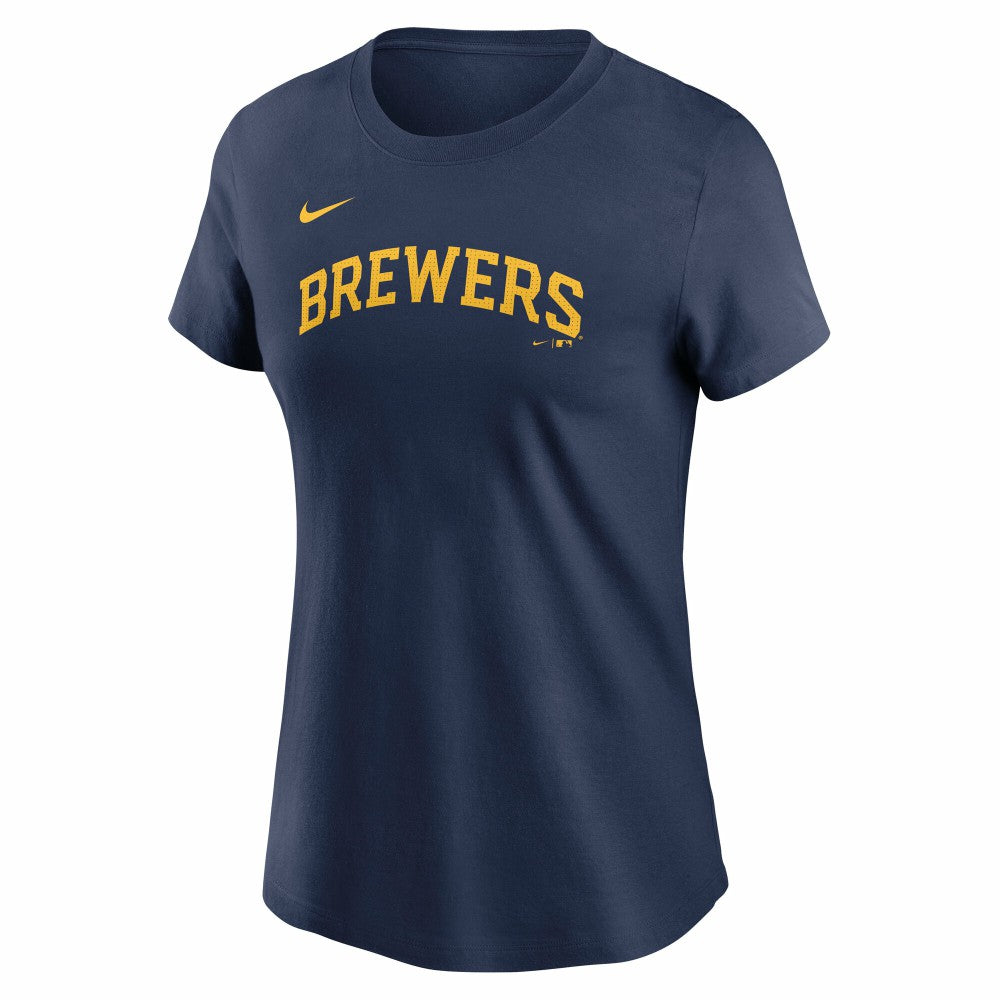 MLB Christian Yelich Milwaukee Brewers Nike Women's Cooperstown Collection Fuse Name & Number T-Shirt