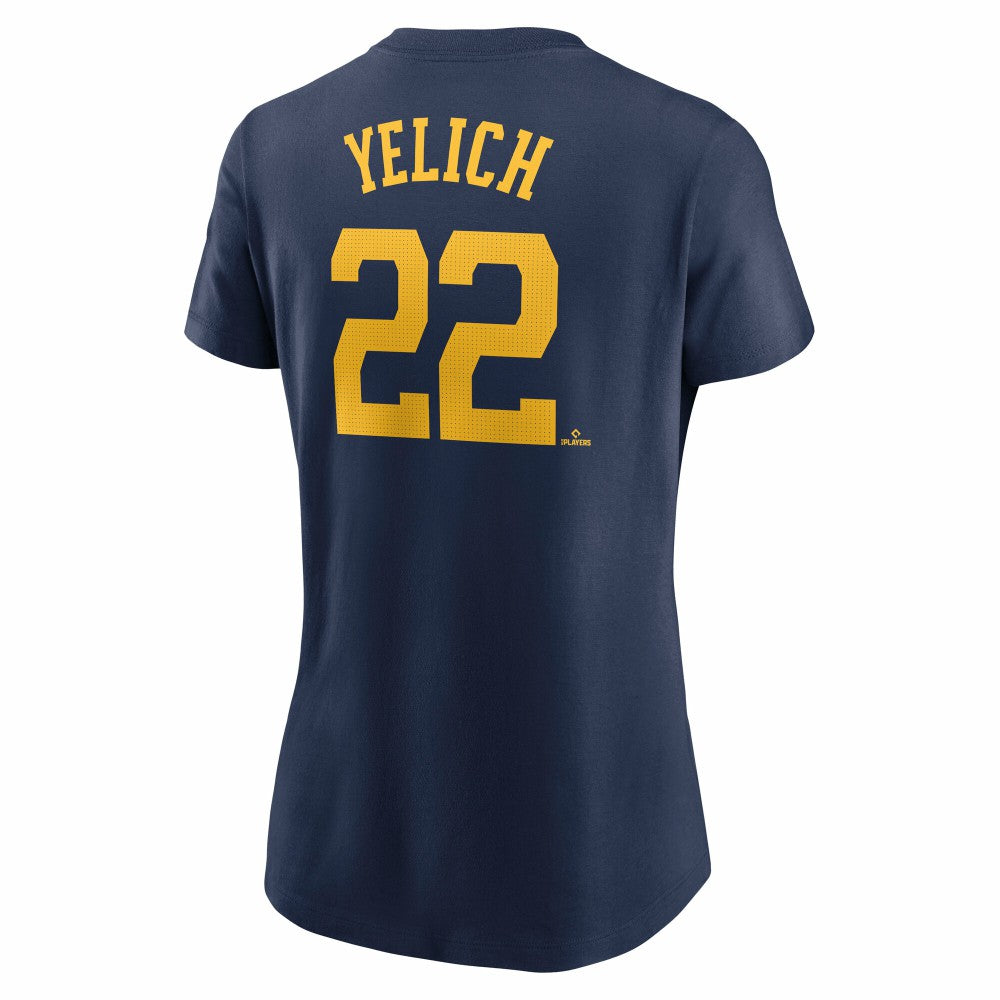 MLB Christian Yelich Milwaukee Brewers Nike Women's Cooperstown Collection Fuse Name & Number T-Shirt
