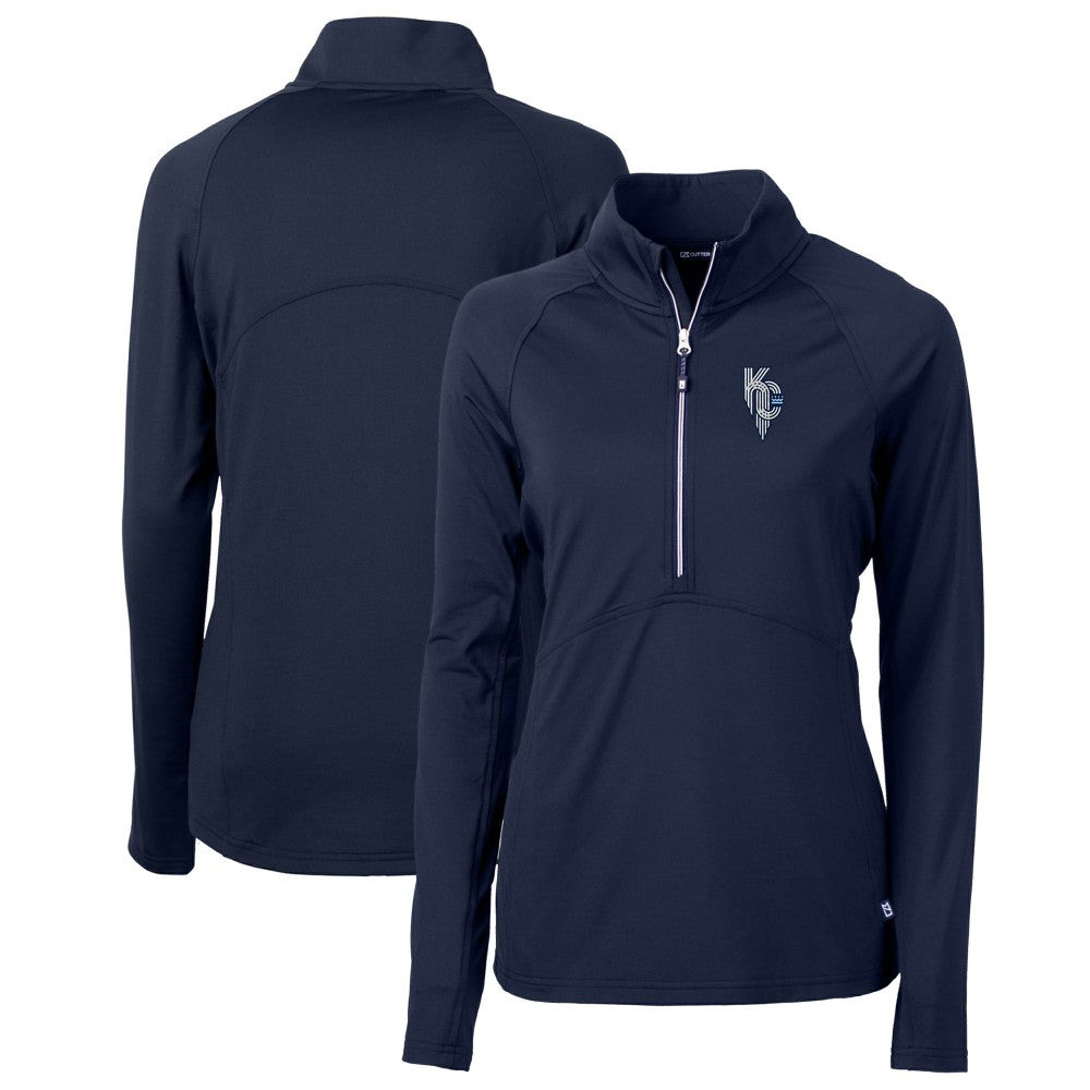 MLB Kansas City Royals Cutter & Buck Women's City Connect Adapt Eco Knit Stretch Recycled Half-Zip Pullover Top