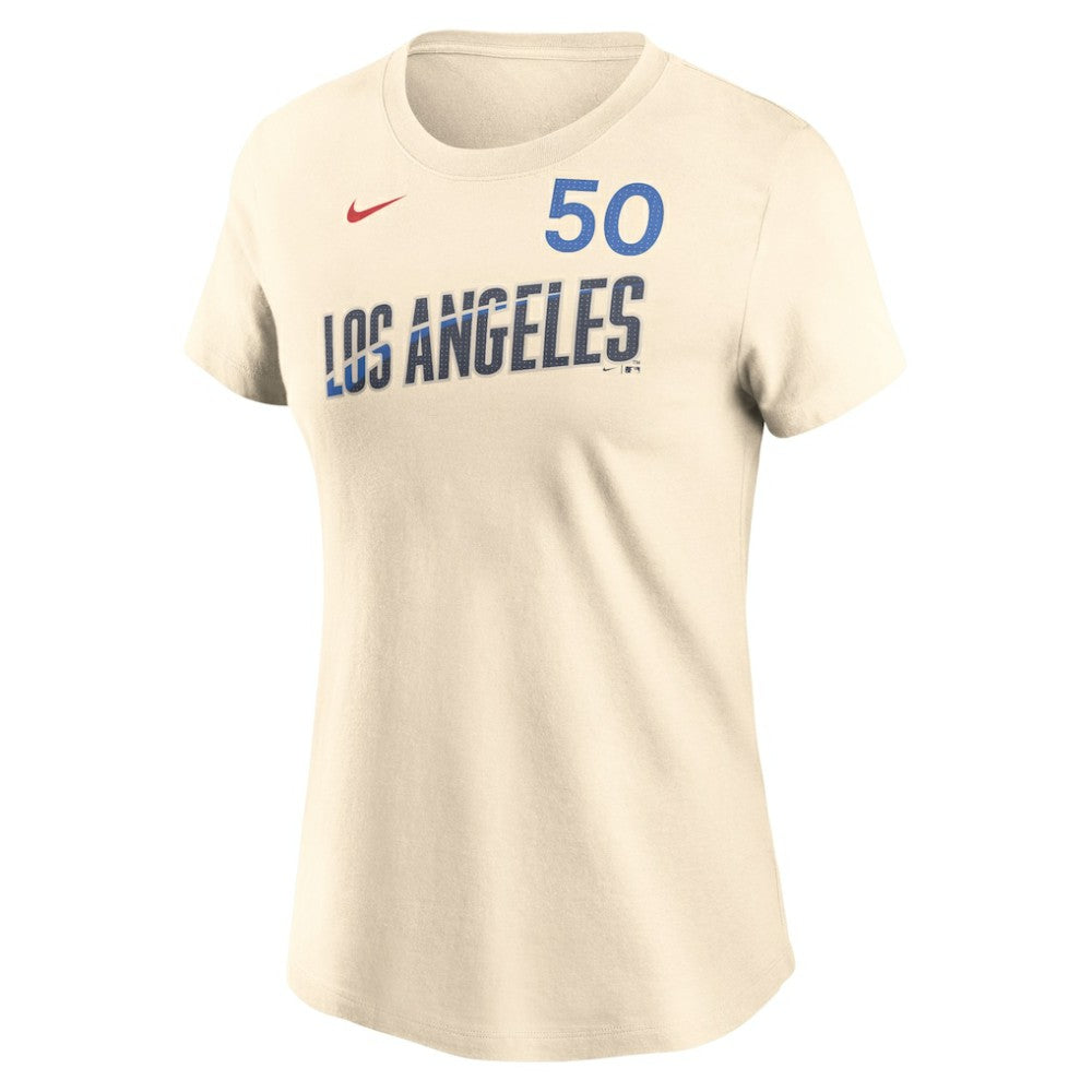 MLB Mookie Betts Los Angeles Dodgers Nike Women's 2024 City Connect Fuse Name & Number T-Shirt