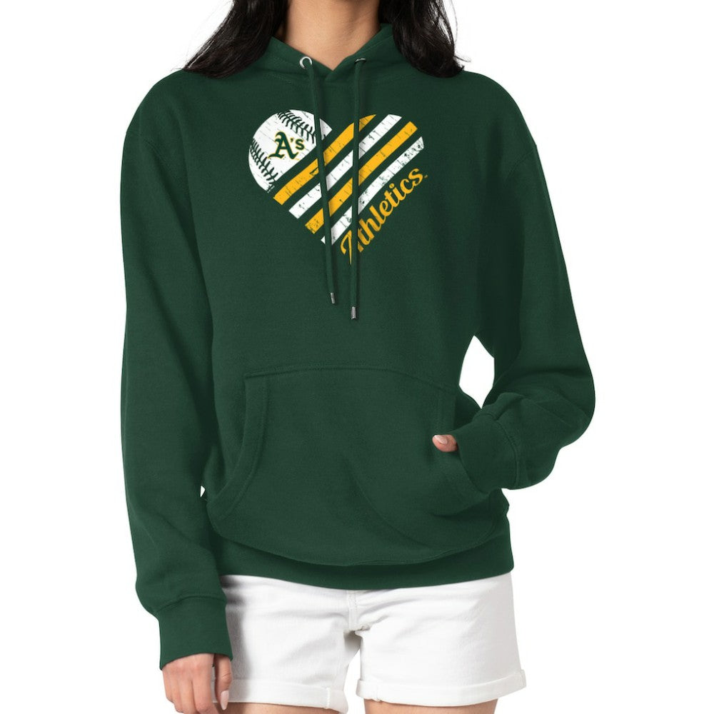 MLB Athletics G-III 4Her by Carl Banks Women's Heart Fleece Pullover Hoodie