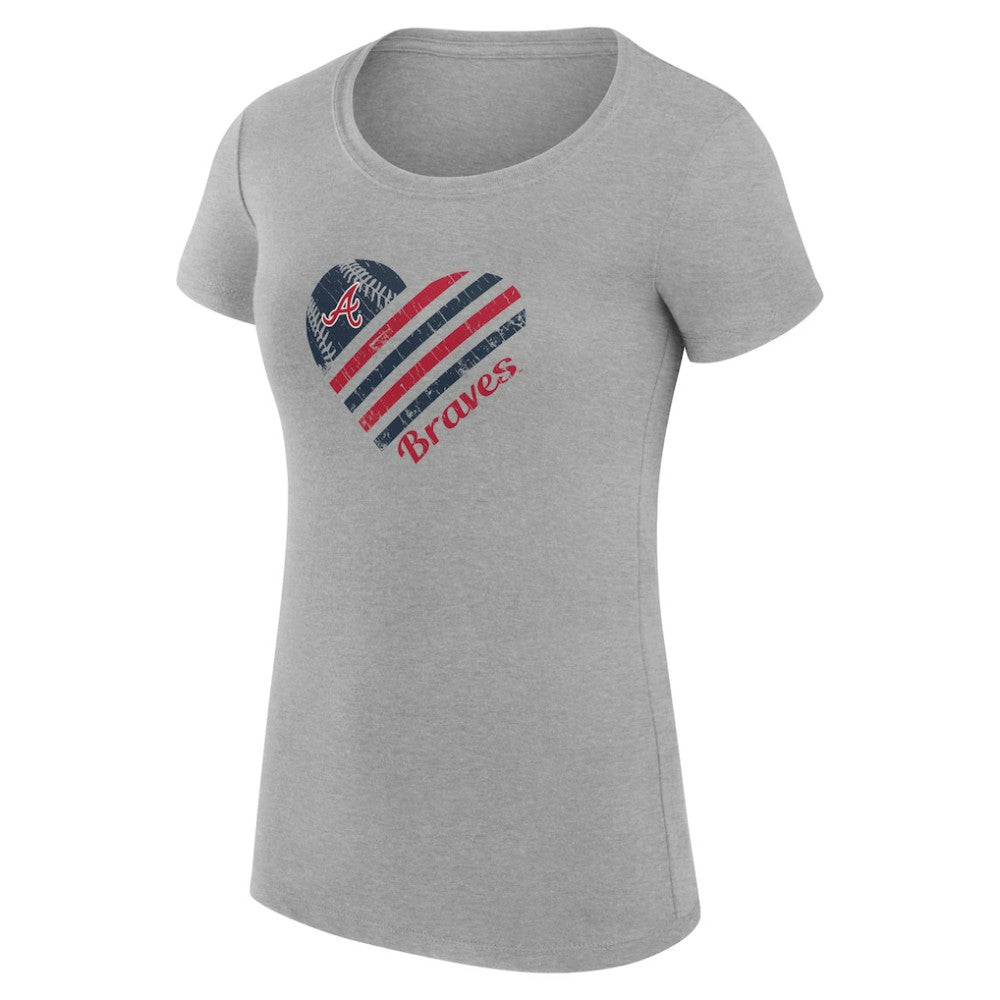 MLB Atlanta Braves G-III 4Her by Carl Banks Women's Super-Slim Fit Lightweight Heart Graphic T-Shirt