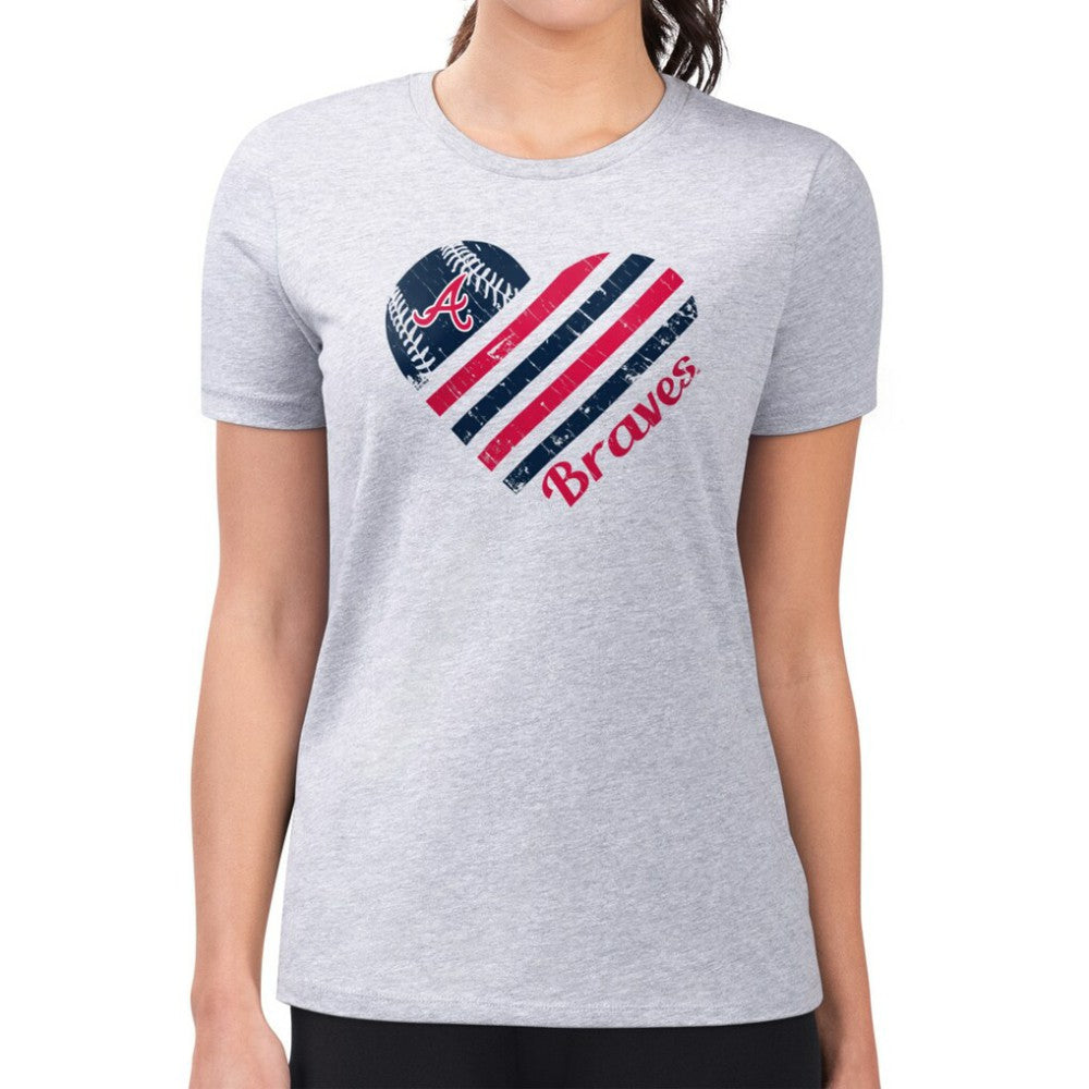 MLB Atlanta Braves G-III 4Her by Carl Banks Women's Super-Slim Fit Lightweight Heart Graphic T-Shirt