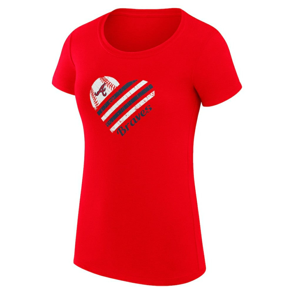 MLB Atlanta Braves G-III 4Her by Carl Banks Women's Super-Slim Fit Lightweight Heart Graphic T-Shirt