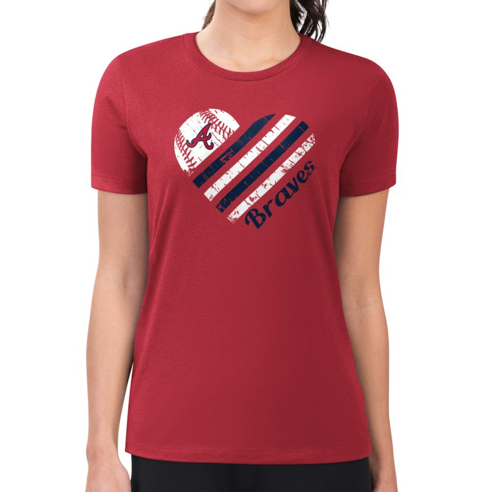 MLB Atlanta Braves G-III 4Her by Carl Banks Women's Super-Slim Fit Lightweight Heart Graphic T-Shirt