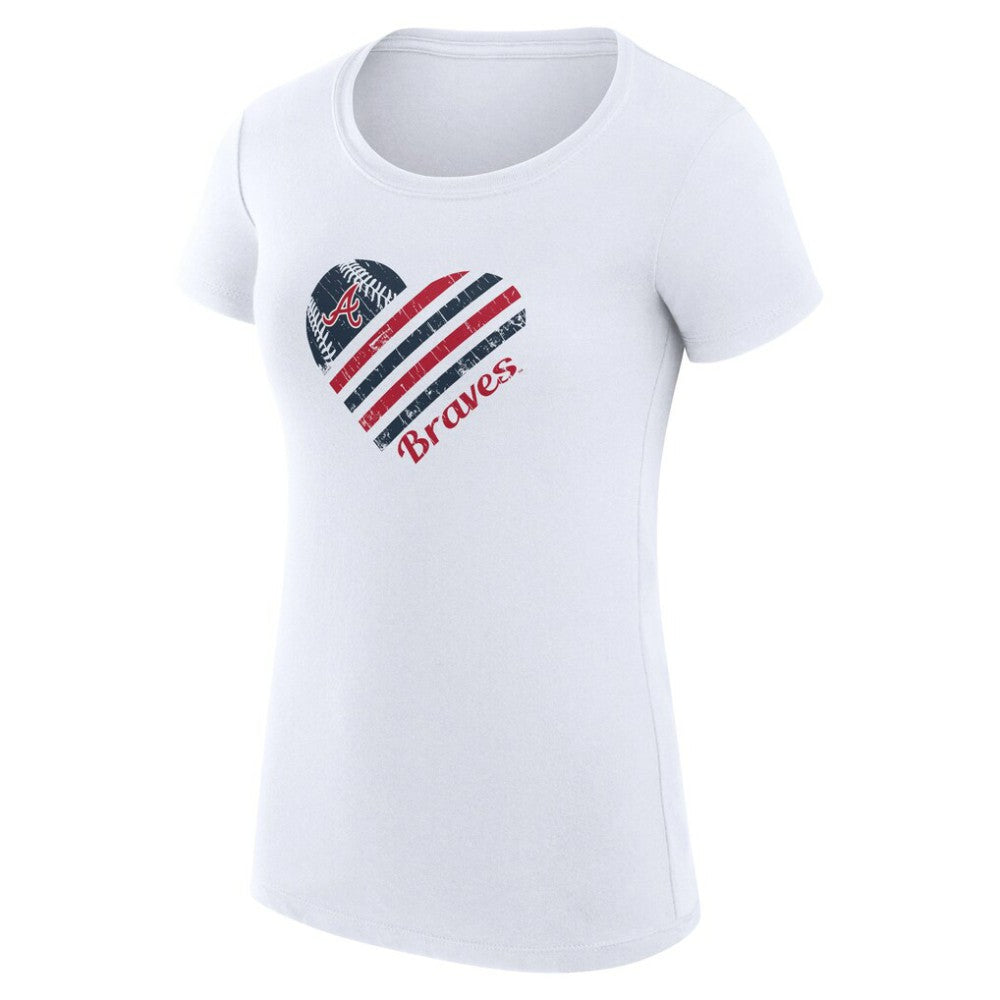 MLB Atlanta Braves G-III 4Her by Carl Banks Women's Super-Slim Fit Lightweight Heart Graphic T-Shirt