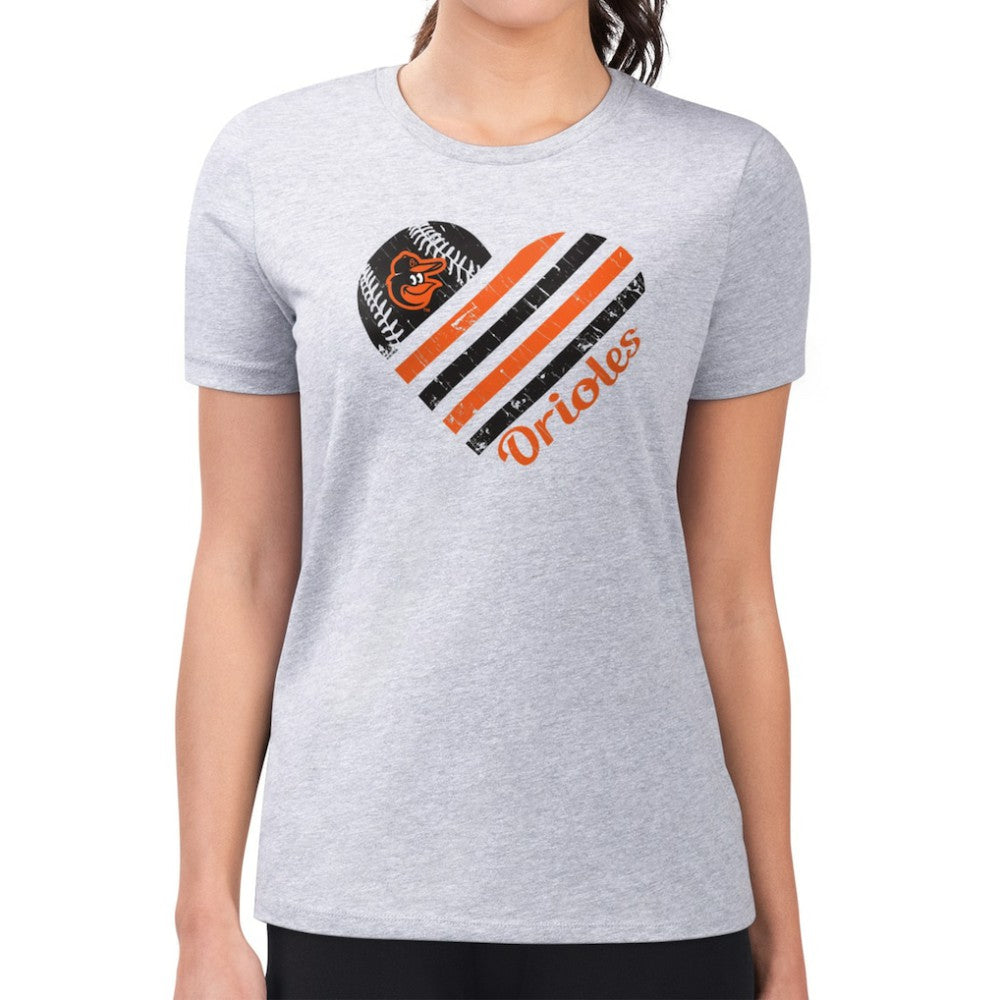 MLB Baltimore Orioles G-III 4Her by Carl Banks Women's Super-Slim Fit Lightweight Heart Graphic T-Shirt
