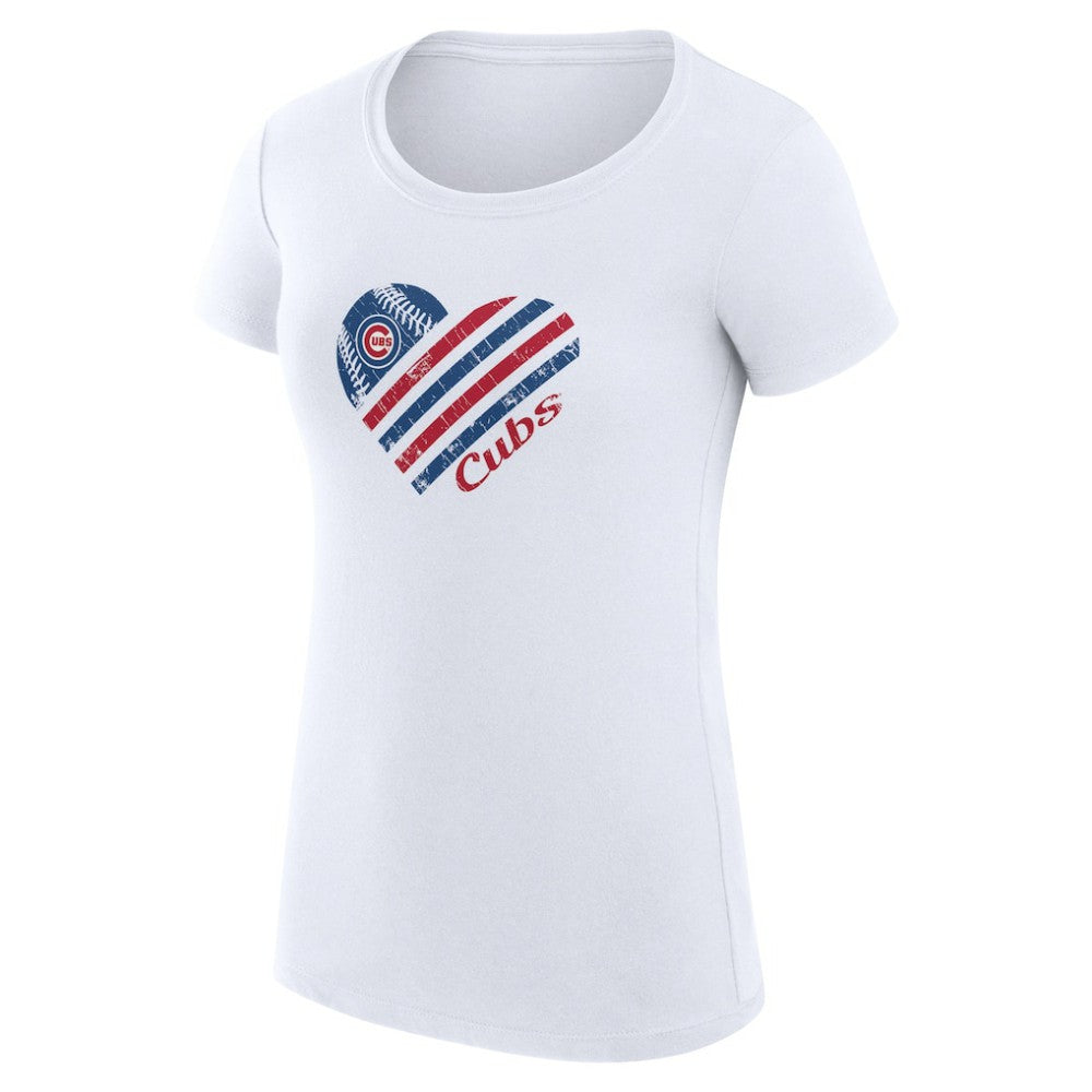 MLB Chicago Cubs G-III 4Her by Carl Banks Women's Super-Slim Fit Lightweight Heart Graphic T-Shirt