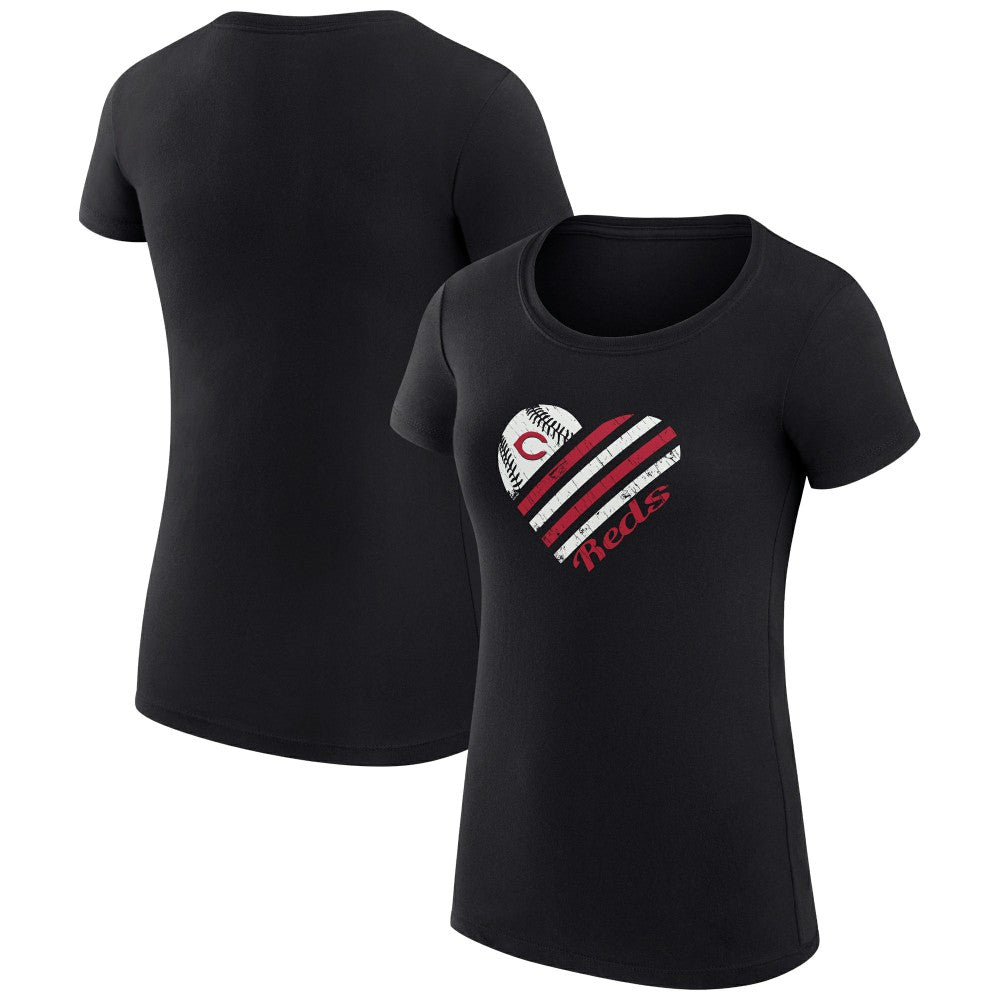 MLB Cincinnati Reds G-III 4Her by Carl Banks Women's Super-Slim Fit Lightweight Heart Graphic T-Shirt