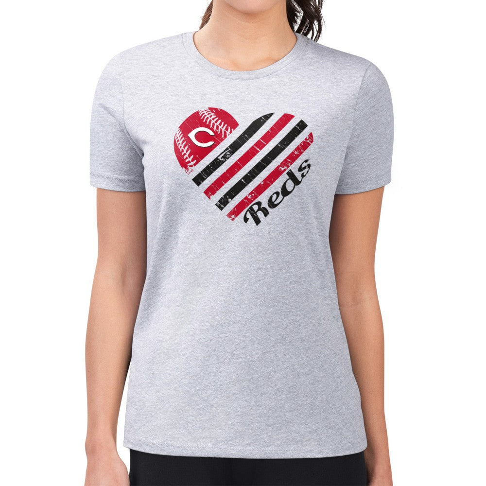 MLB Cincinnati Reds G-III 4Her by Carl Banks Women's Super-Slim Fit Lightweight Heart Graphic T-Shirt
