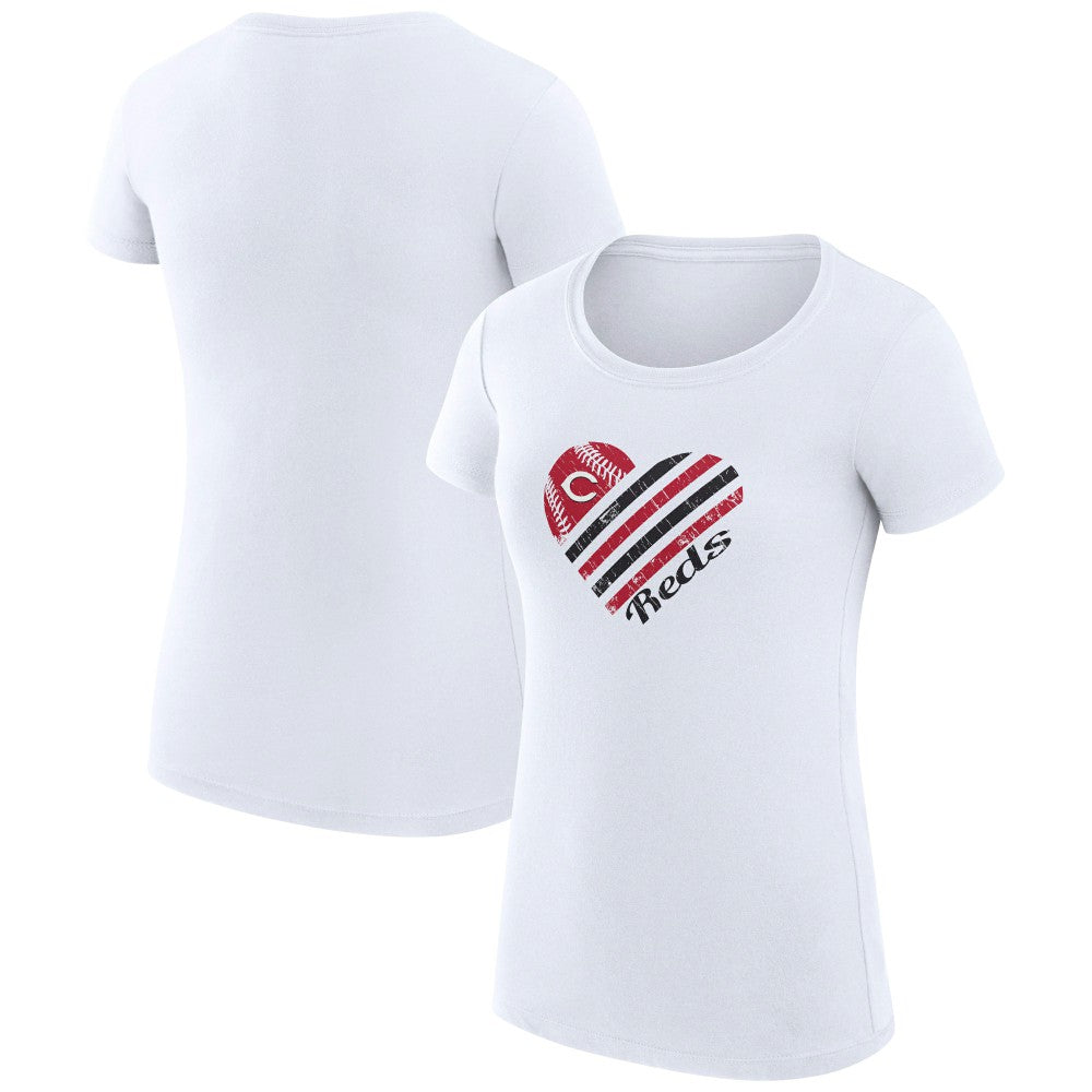 MLB Cincinnati Reds G-III 4Her by Carl Banks Women's Super-Slim Fit Lightweight Heart Graphic T-Shirt