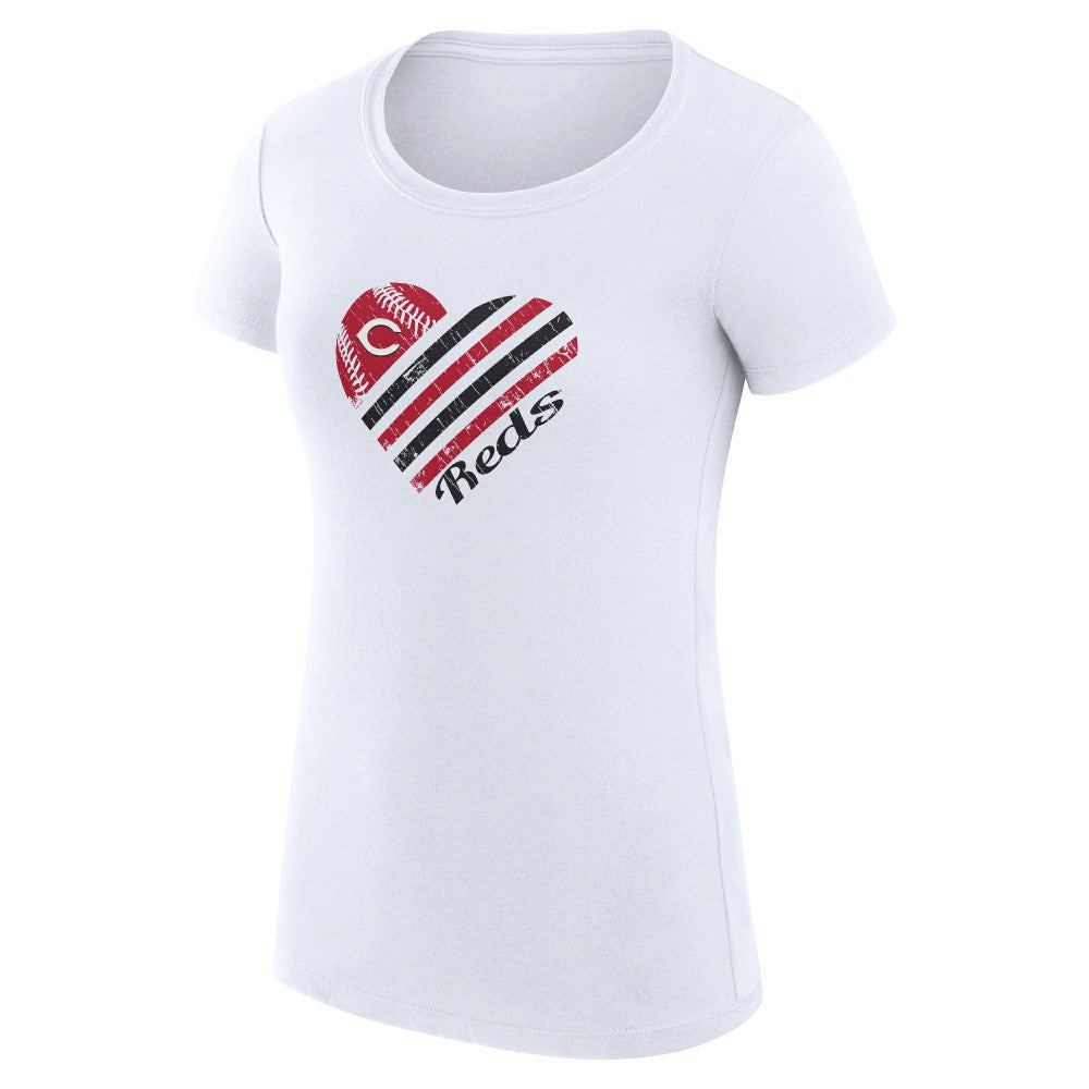 MLB Cincinnati Reds G-III 4Her by Carl Banks Women's Super-Slim Fit Lightweight Heart Graphic T-Shirt