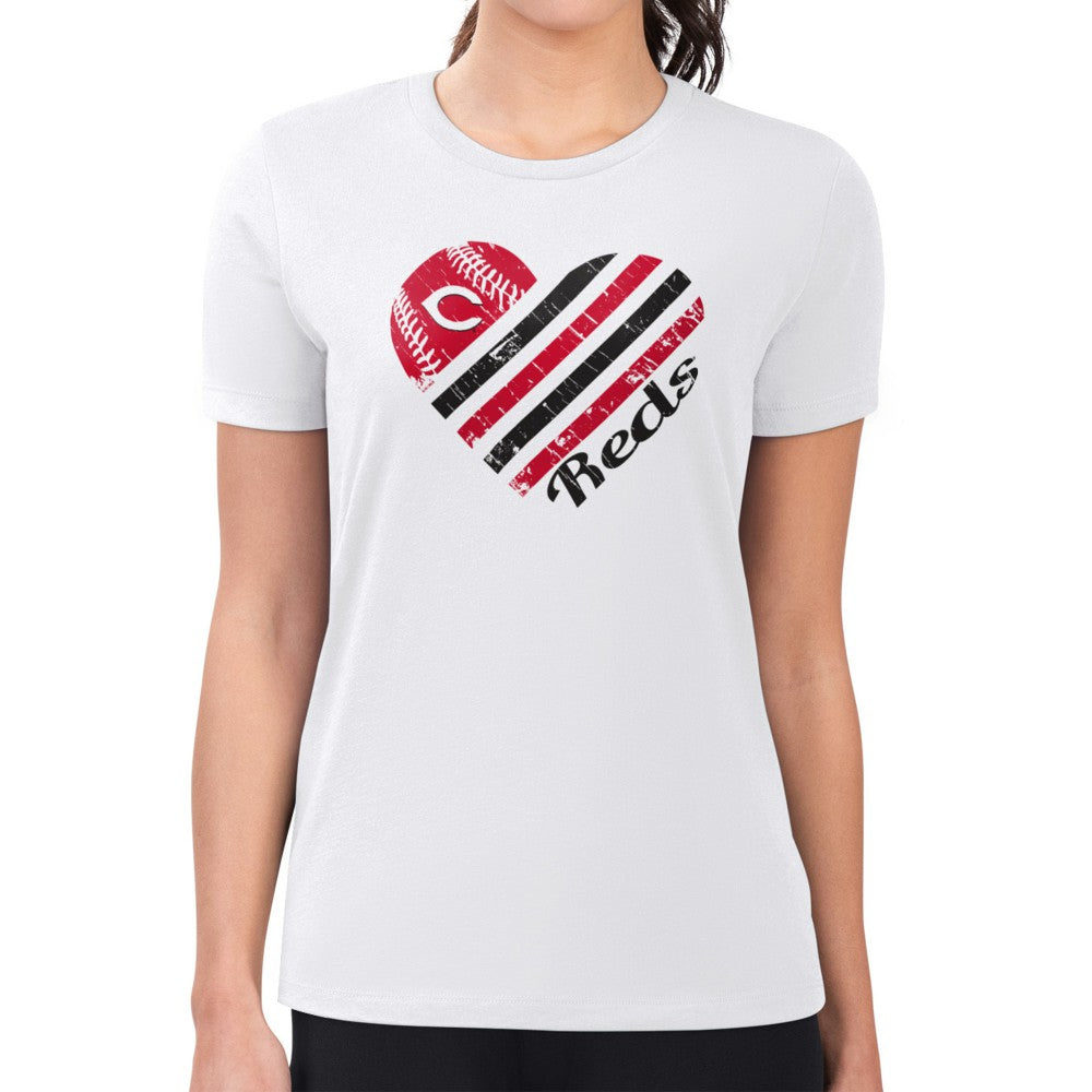 MLB Cincinnati Reds G-III 4Her by Carl Banks Women's Super-Slim Fit Lightweight Heart Graphic T-Shirt