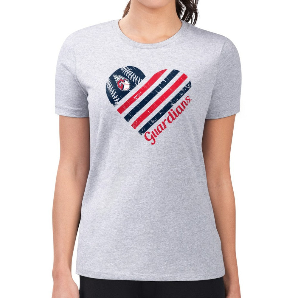 MLB Cleveland Guardians G-III 4Her by Carl Banks Women's Super-Slim Fit Lightweight Heart Graphic T-Shirt