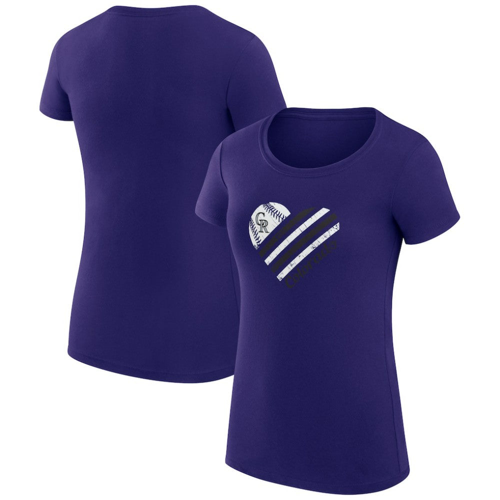 MLB Colorado Rockies G-III 4Her by Carl Banks Women's Super-Slim Fit Lightweight Heart Graphic T-Shirt