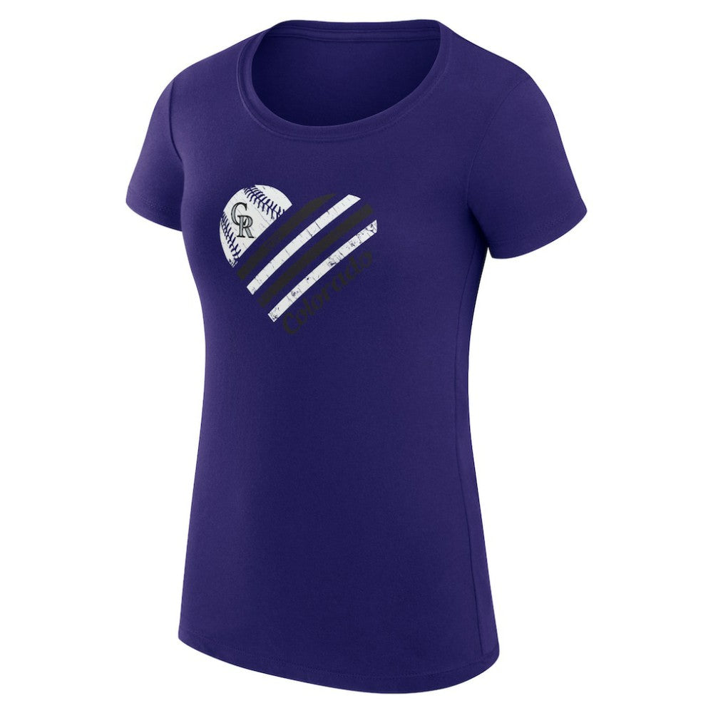 MLB Colorado Rockies G-III 4Her by Carl Banks Women's Super-Slim Fit Lightweight Heart Graphic T-Shirt
