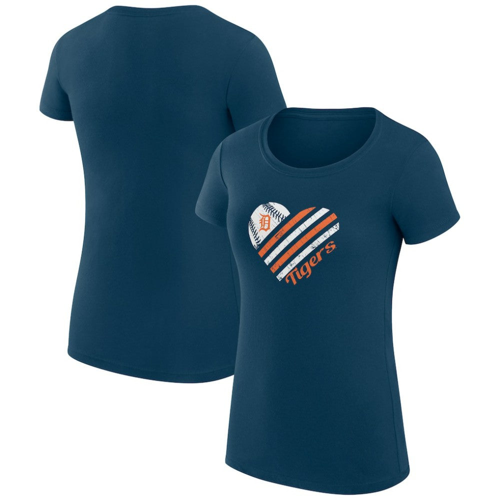 MLB Detroit Tigers G-III 4Her by Carl Banks Women's Super-Slim Fit Lightweight Heart Graphic T-Shirt