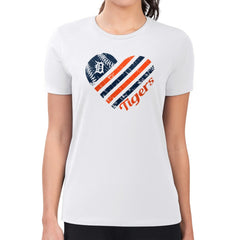 MLB Detroit Tigers G-III 4Her by Carl Banks Women's Super-Slim Fit Lightweight Heart Graphic T-Shirt
