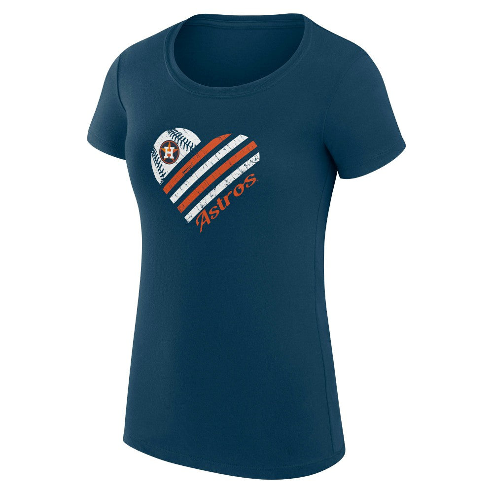 MLB Houston Astros G-III 4Her by Carl Banks Women's Super-Slim Fit Lightweight Heart Graphic T-Shirt