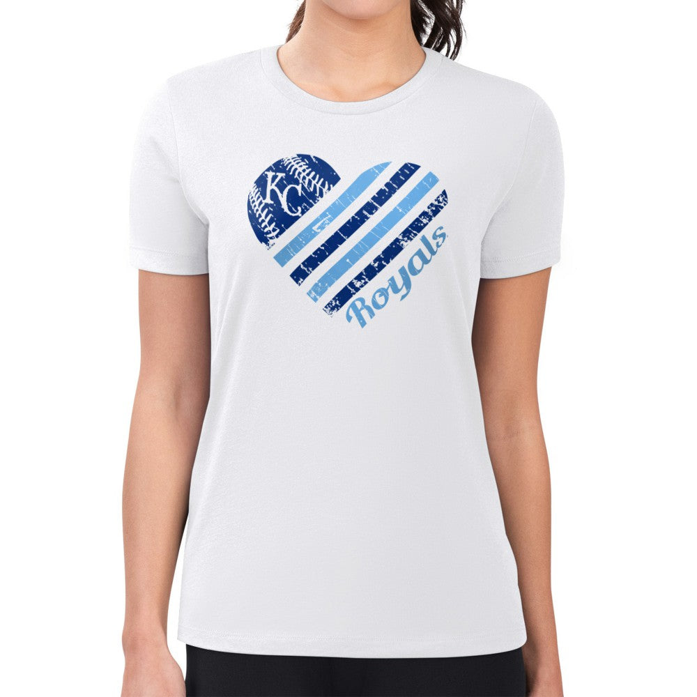 MLB Kansas City Royals G-III 4Her by Carl Banks Women's Super-Slim Fit Lightweight Heart Graphic T-Shirt