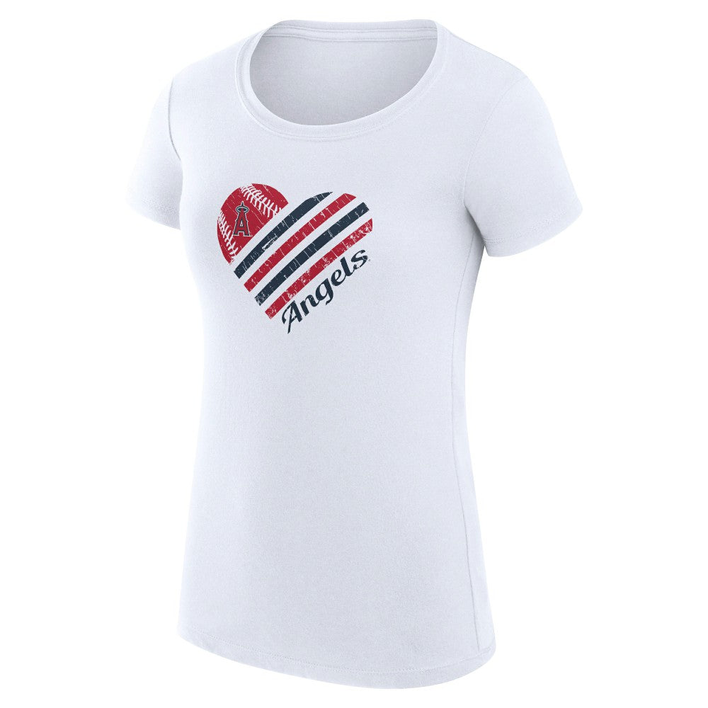 MLB Los Angeles Angels G-III 4Her by Carl Banks Women's Super-Slim Fit Lightweight Heart Graphic T-Shirt