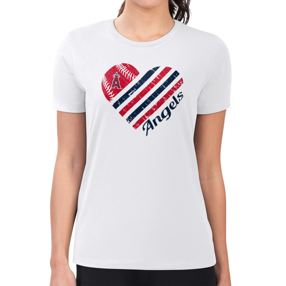 MLB Los Angeles Angels G-III 4Her by Carl Banks Women's Super-Slim Fit Lightweight Heart Graphic T-Shirt