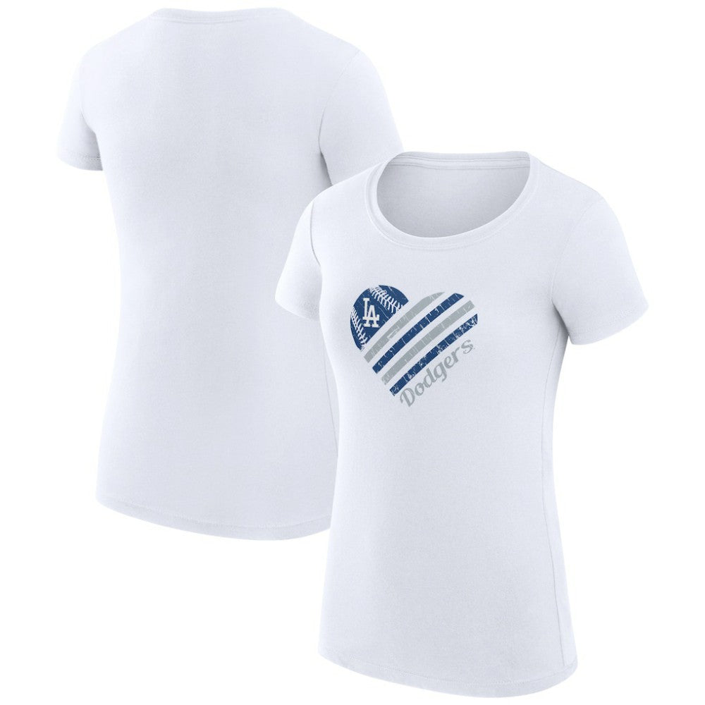 MLB Los Angeles Dodgers G-III 4Her by Carl Banks Women's Super-Slim Fit Lightweight Heart Graphic T-Shirt