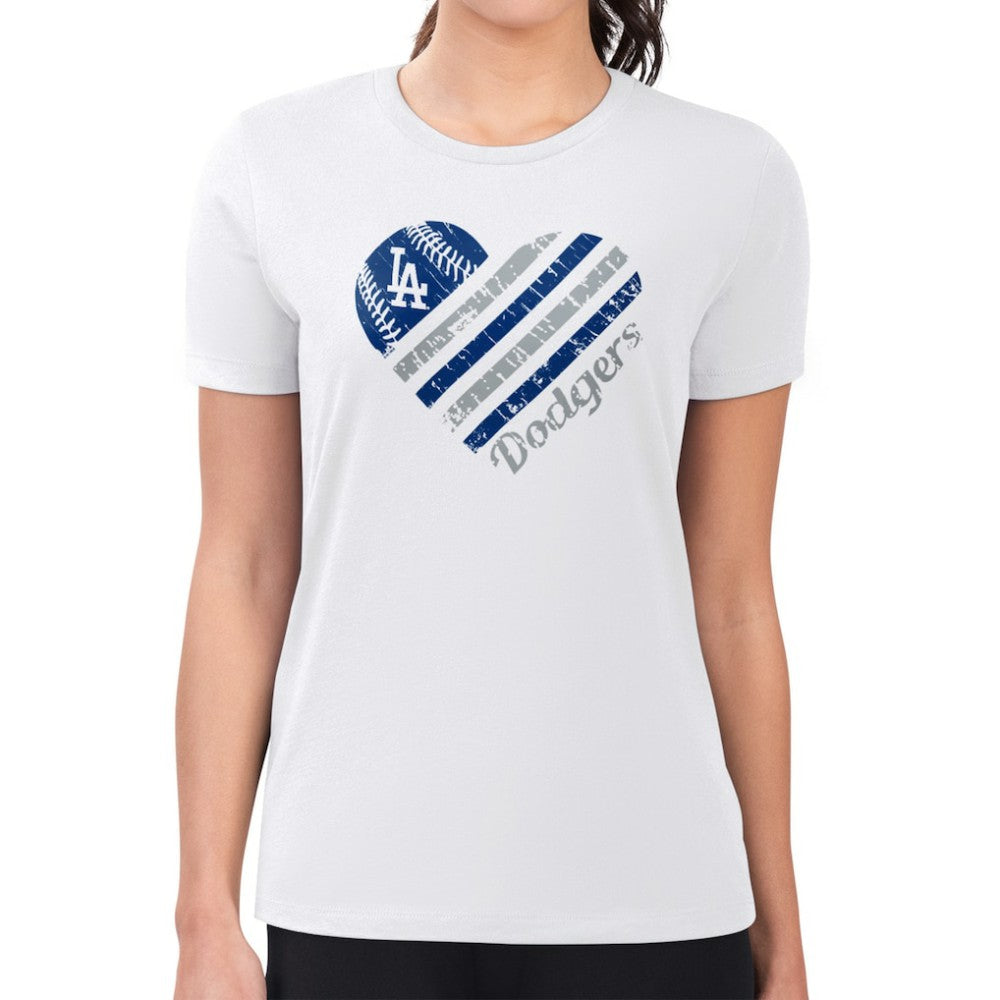 MLB Los Angeles Dodgers G-III 4Her by Carl Banks Women's Super-Slim Fit Lightweight Heart Graphic T-Shirt