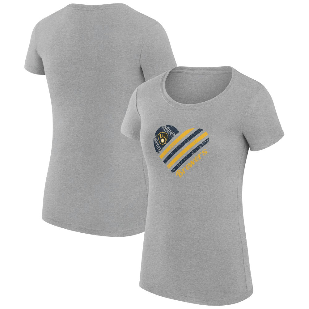 MLB Milwaukee Brewers G-III 4Her by Carl Banks Women's Super-Slim Fit Lightweight Heart Graphic T-Shirt