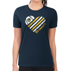 MLB Milwaukee Brewers G-III 4Her by Carl Banks Women's Super-Slim Fit Lightweight Heart Graphic T-Shirt