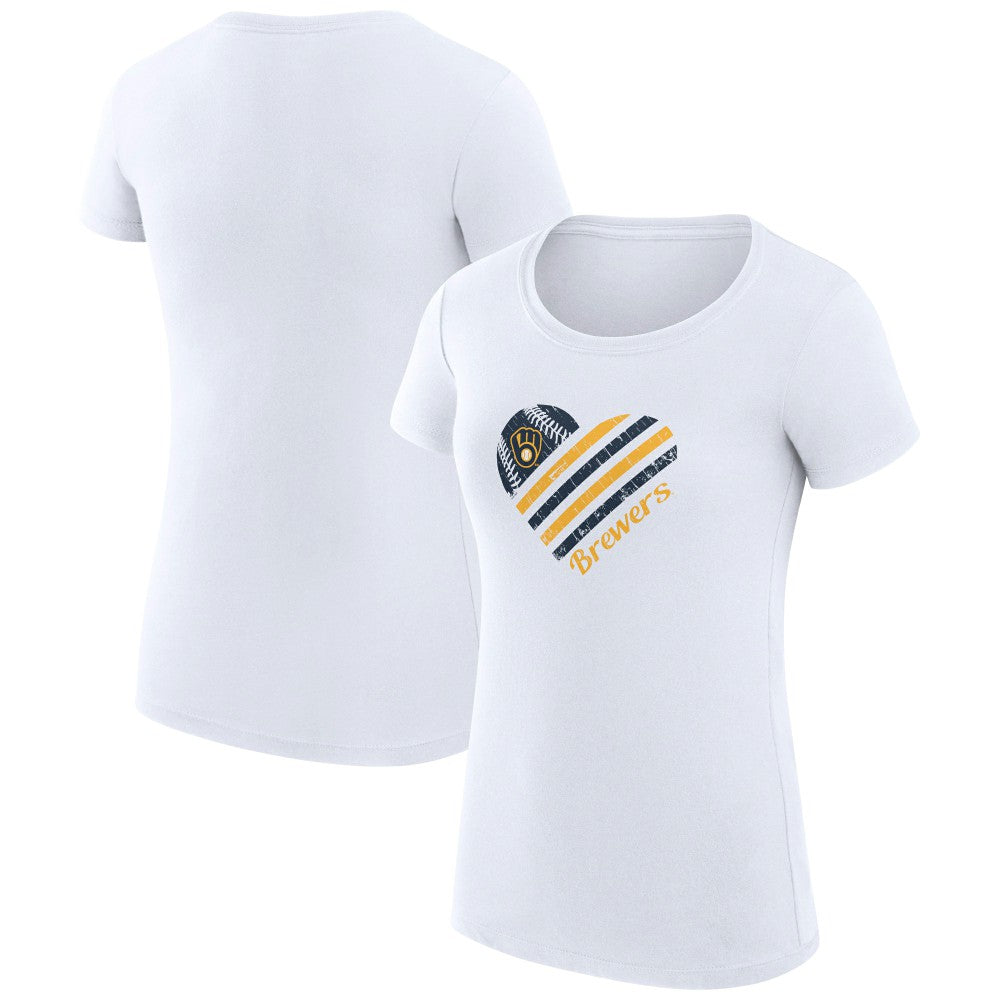 MLB Milwaukee Brewers G-III 4Her by Carl Banks Women's Super-Slim Fit Lightweight Heart Graphic T-Shirt