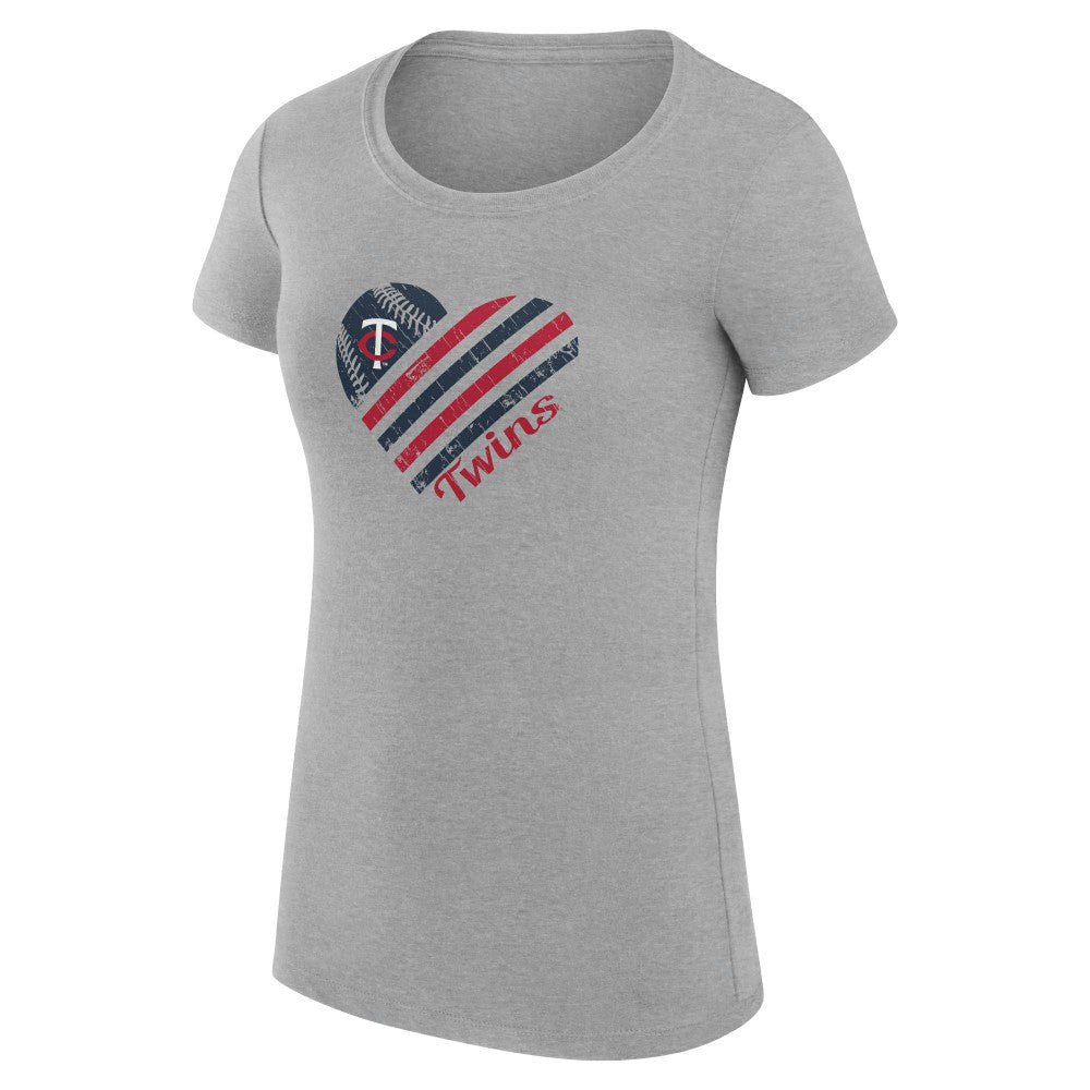 MLB Minnesota Twins G-III 4Her by Carl Banks Women's Super-Slim Fit Lightweight Heart Graphic T-Shirt