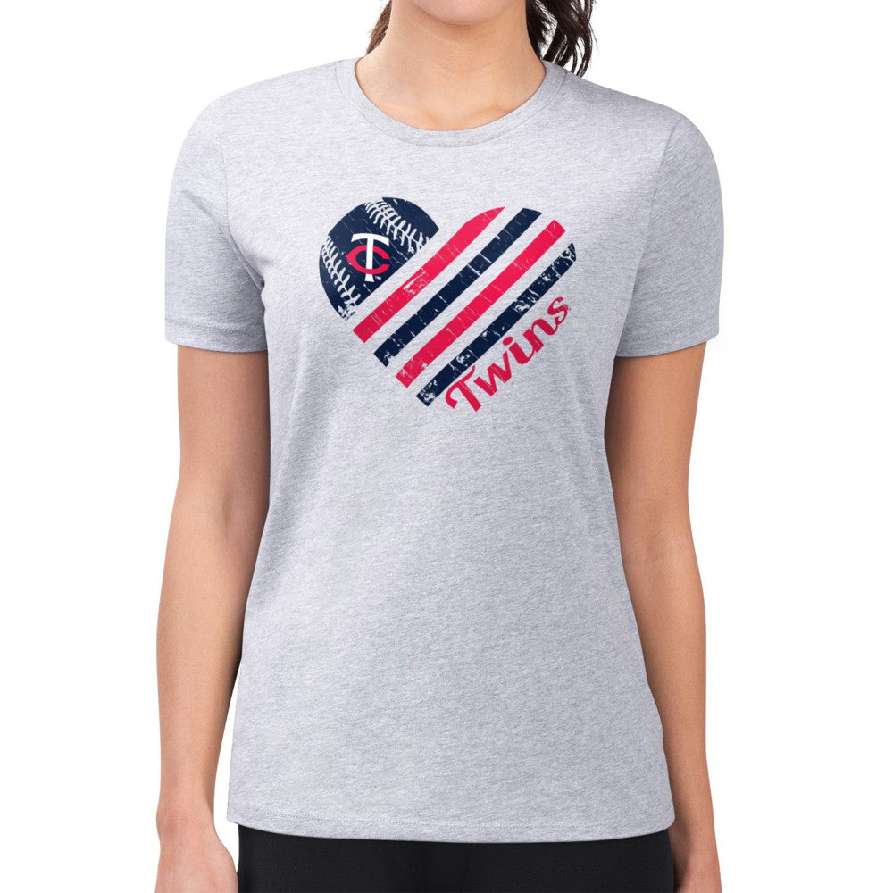 MLB Minnesota Twins G-III 4Her by Carl Banks Women's Super-Slim Fit Lightweight Heart Graphic T-Shirt