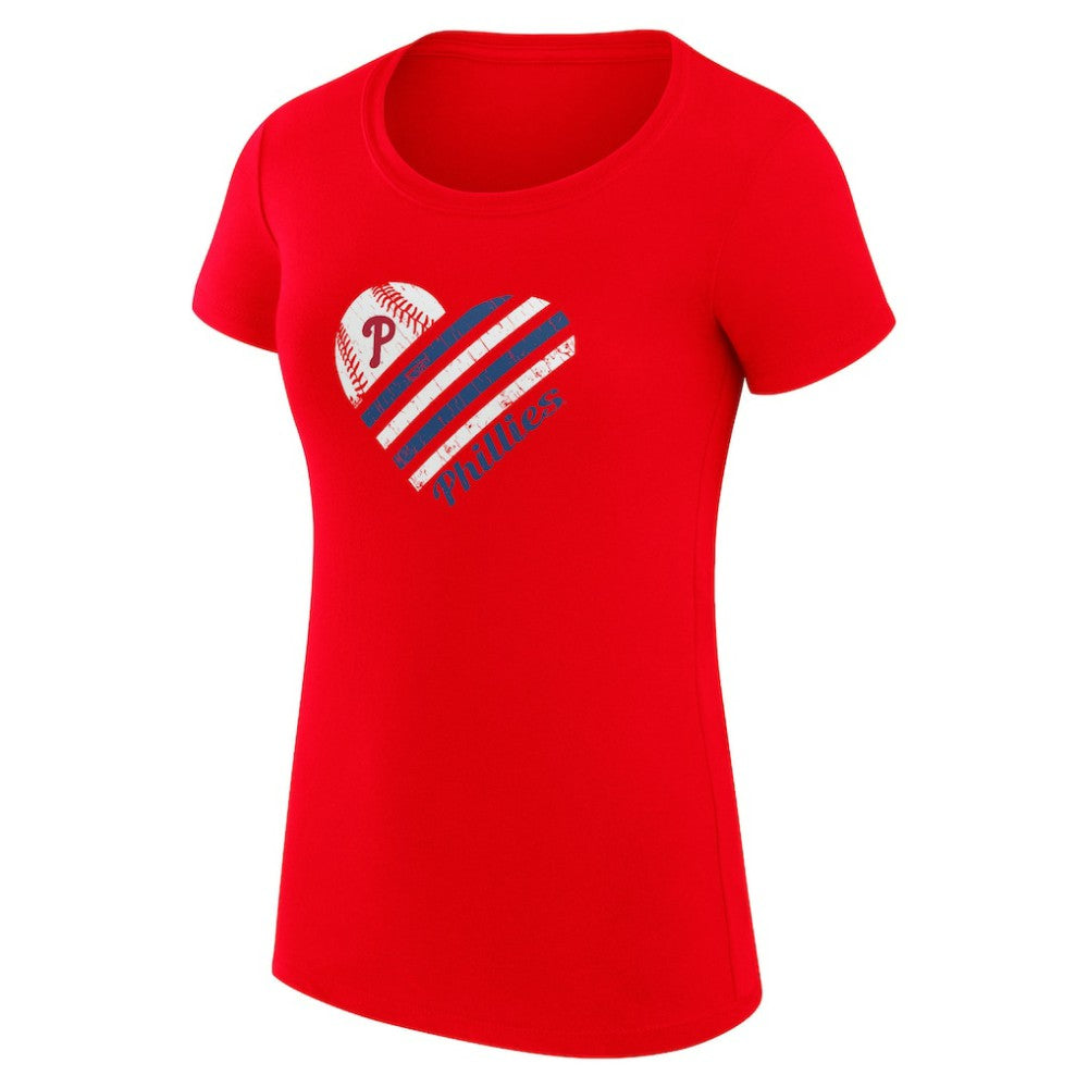 MLB Philadelphia Phillies G-III 4Her by Carl Banks Women's Super-Slim Fit Lightweight Heart Graphic T-Shirt