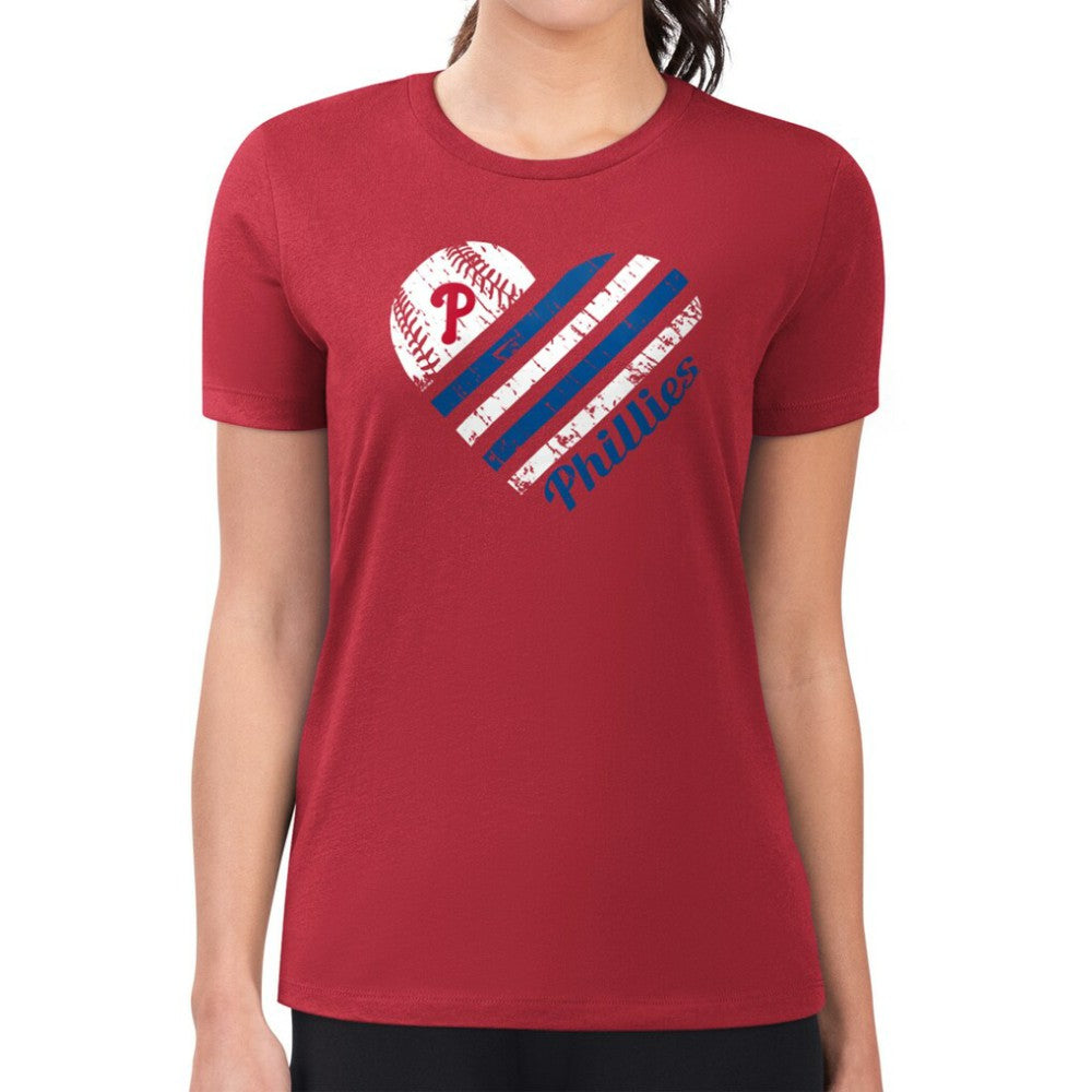 MLB Philadelphia Phillies G-III 4Her by Carl Banks Women's Super-Slim Fit Lightweight Heart Graphic T-Shirt