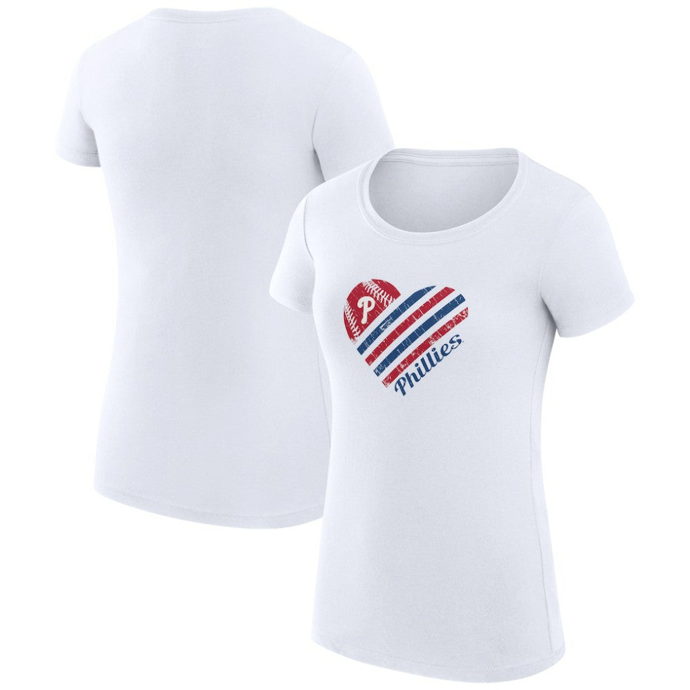MLB Philadelphia Phillies G-III 4Her by Carl Banks Women's Super-Slim Fit Lightweight Heart Graphic T-Shirt