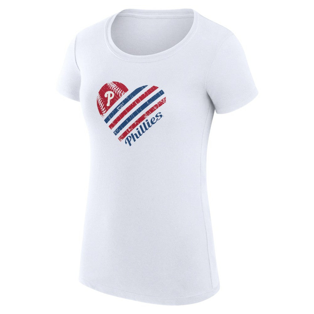 MLB Philadelphia Phillies G-III 4Her by Carl Banks Women's Super-Slim Fit Lightweight Heart Graphic T-Shirt